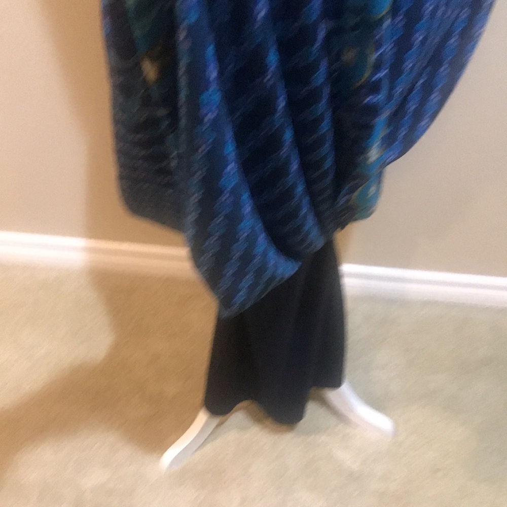 Mossimo Navy Blue/Turquoise/Gold Sleeveless V-Neck Elastic Waist Maxi Dress-M - Picture 8 of 13